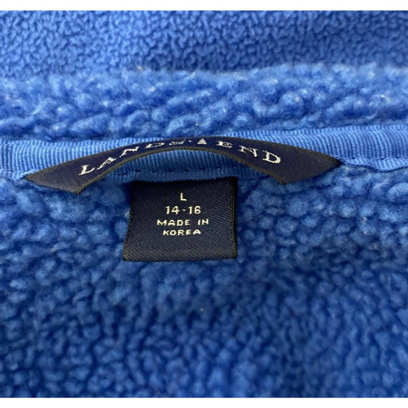 Lands End Size Large Blue Vest Womens Sleeveless Full Zip Fleece Mock Neck - Picture 6 of 7
